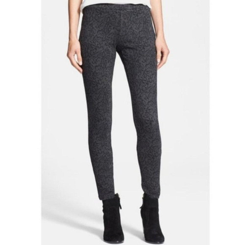 Joie Keena Leopard Animal Print Gray Charcoal Leggings Pull on Pants Size S